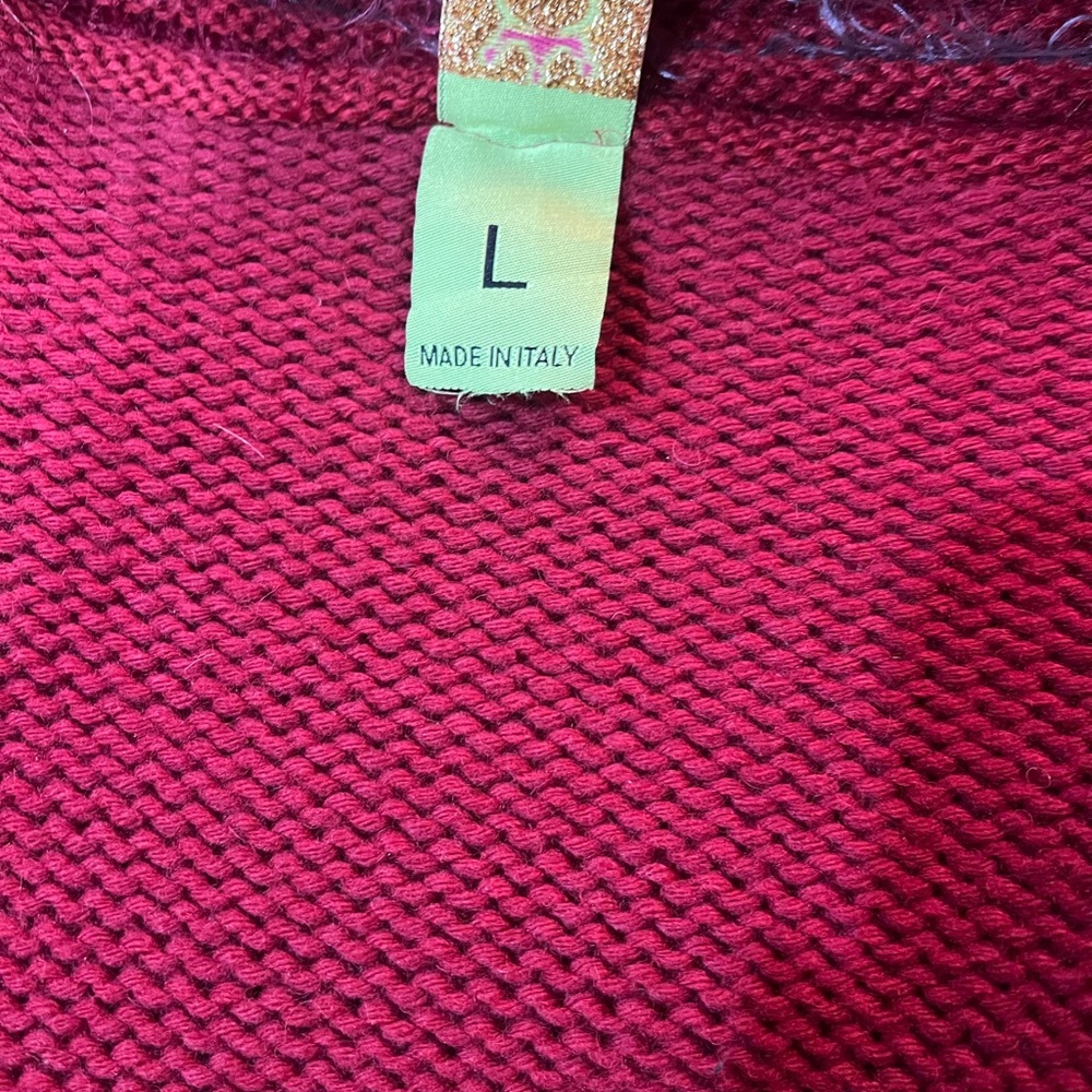 Elegant Red Button-Up Women's Sweater/coat - Picture 8 of 10